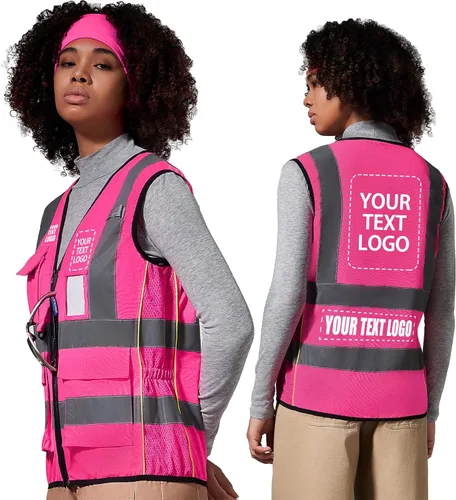 Vista 23 de A-SAFETY Chaleco de Seguridad Reflejante de Alta Visibilidad con Logo Personalizado (XS-8XL)