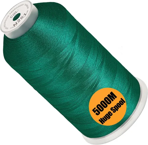 Vista 14 de New brothread - Bobina única de 5000 m de hilo de poliéster para máquina de bordar de 40WT para máquinas comerciales y domésticas - Verde opalino