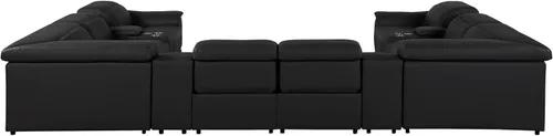 Vista 65 de BlackJack Furniture Venice - Sofá modular de cuero italiano de grano superior de 5 piezas con 3 reclinables eléctricos, reposacabezas ajustable
