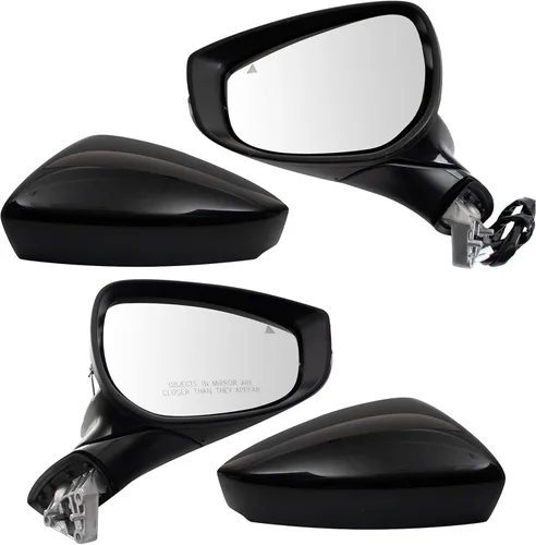 Vista 88 de TRQ Conjunto de 2 piezas de espejo lateral para conductor y pasajero, ajuste eléctrico, sin calefacción, sin memoria, color negro, compatible