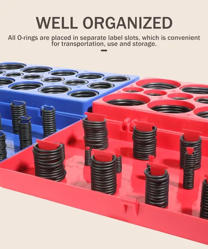 Vista 4 de Kit surtido de 826 piezas de anillos tóricos, kit de juntas tóricas de goma de nitrilo con 4 púas y ganchos, accesorios universales SAE y métricas
