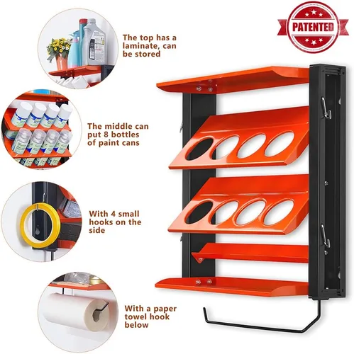 Vista 4 de Ultrawall Spray Can Holder Rack With Paper Towel Holder, Steel Wall Mounted Spray Bottle Holder, Garage Wall Mount Shelf, Utility Storage Rack, Tool