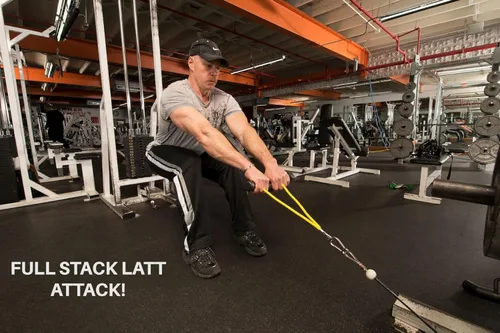 Vista 2 de Manijas de gimnasio de agarre delgado "doble" para entrenamientos de máquina de cable, asas de cable 20% más fuertes de tracción central, ataque LAT