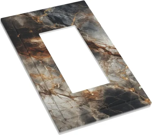 Vista 92 de Cubiertas de salida de impresión de líneas doradas de granito de mármol marrón, 1 palanca y 1 combinación basculante, placa decorativa de pared