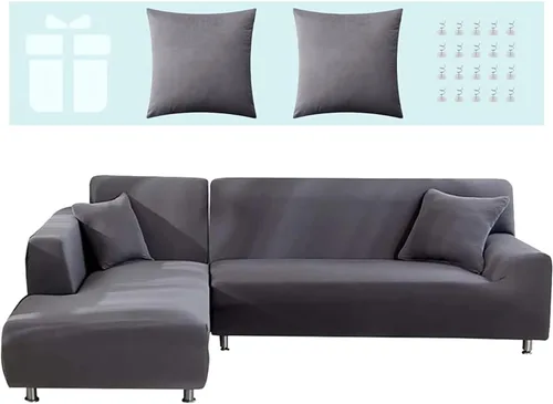Vista 10 de L Shaped Sectional Sofa Covers 2 Pieces, 1+2 Seater High Elastic Super Stretch Couch Covers, All-Inclusive Non-Slip Slipcover Set with Pillowcases