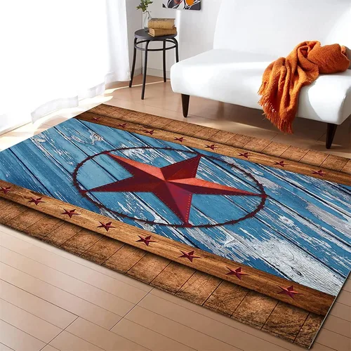 Vista 7 de Alfombra vintage con estrellas negras y marrones de 6 x 8 pies, alfombra de área con estrella dorada, tridimensional, retro, para sala de estar