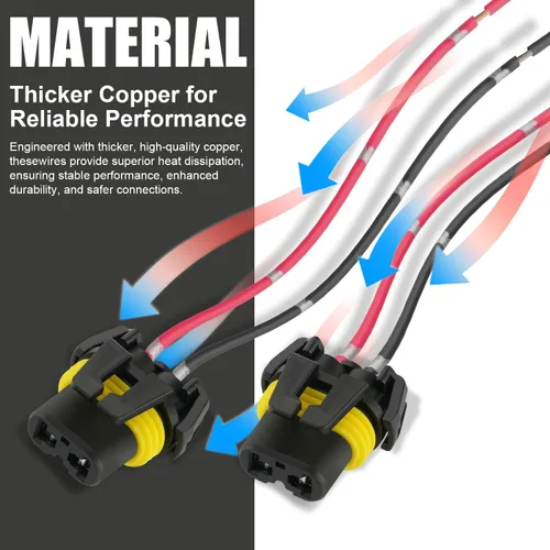 Vista 4 de iBrightstar Nylon 9005 9006 9012 9145 H10 Adaptador Hembra Arnés de Cableado Conectores Alambre para Faros Luces Antiniebla