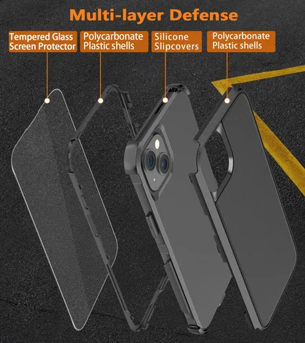 Vista 6 de Diverbox Funda para iPhone 15 [a prueba de golpes] [a prueba de caídas] [protector de pantalla de vidrio templado], funda de protección resistente