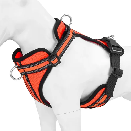 Vista 11 de Wisedog Arnés Reflectante Sin Tirones para Perro - Chaleco Ligero Ajustable para Mascotas con 3 Hebillas de Liberación Rápida para Caminar, Correr