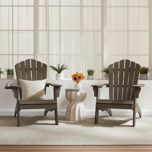 Vista 2 de Psilvam Silla Adirondack de gran tamaño, resistente a la decoloración y sin olor, sillas de madera de polietileno para hoguera con soporte