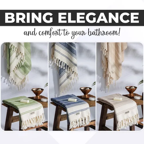 Vista 3 de DEMMEX Organic Diamond - Toalla turca de baño y playa 100% algodón turco certificado Oeko-TEX, ultra suave, de secado rápido, ligera, toalla