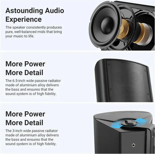 Vista 7 de STUDIOFINIX Altavoces para exteriores de 6.5 pulgadas, impermeables, con cable, 400 W, para montaje en pared, pasivos, uso adecuado para interiores