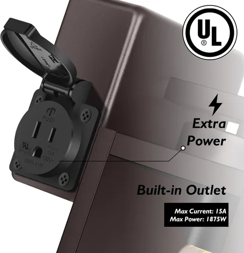Vista 2 de BesLowe Paquete de 2 luces de porche con toma de corriente certificada UL, modernas luces de pared para exteriores, accesorios de iluminación
