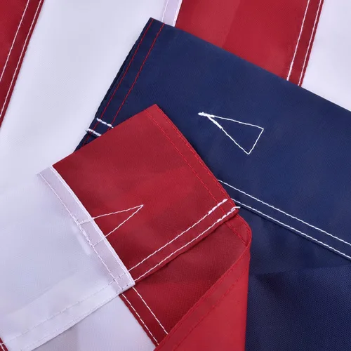 Vista 2 de Bandera estadounidense estilo manga para mástil de 2.5 x 4 pies EE. UU. Bandera de EE. UU. con estrellas bordadas resistentes y duraderas