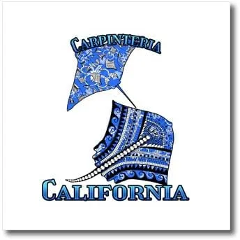 6x6 Iron on Heat Transfer for White Material - Blue Tribal Stingray for Any Vacation to Carpinteria, California Creative Studios Tribal Stingrays