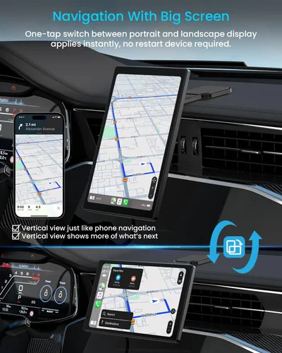 Vista 6 de Pantalla inalámbrica Apple CarPlay de 8" para automóvil con Android Auto y cámara de respaldo de 1080P, estéreo de coche con pantalla táctil