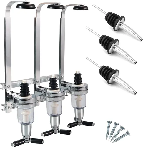 Soporte dispensador de licor para 3 botellas, para montaje en pared, bebidas y licores de vino, barra de acero, óptica, fiesta, hogar, bar,