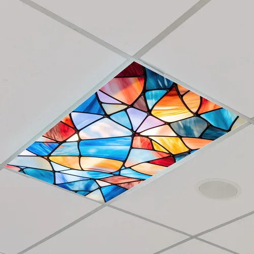 Vista 9 de Outus 4 piezas de cubierta de luz fluorescente para iluminación de aula con 10 imanes, filtro de luz magnético, decoración de panel de techo de 2 x