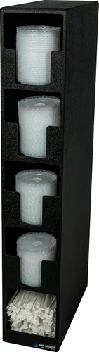 Vista 8 de San Jamar Tapa y torre de paja con 3 compartimentos de tapa y 1 compartimento para popote para restaurantes, comedores y comida rápida, plástico