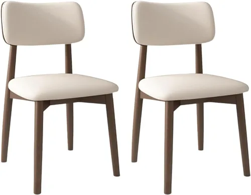 Vista 41 de YVYKFZD Solid Wood Dining Chairs, Kitchen Chairs Set with Curved Backrest, Leather Upholstered Dining Room Chair, Armless Living Room Chair, for