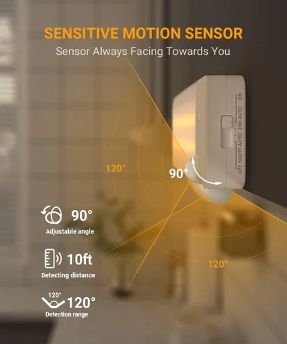 Vista 2 de Lyridz Luces para debajo del gabinete inalámbricas con sensor de movimiento, ángulo de sensor de 0 a 90° ajustable, 30 luces LED de armario, 1500