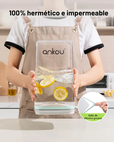 Vista 3 de Ankou Recipiente hermético de almacenamiento de alimentos con tapa y cuchara de 4.4 fl oz, 4 L/4.2 cuartos de galón sin BPA, contenedor de arroz
