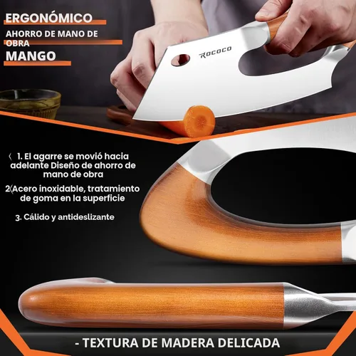 Vista 6 de ROCOCO Cuchillo de carnicería para carne Cuchillo único que ahorra esfuerzo Cuchillo de cocina profesional Cuchillos de chef de acero inoxidable