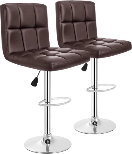 Vista 10 de BestOffice Taburetes de bar con respaldo Negro, Juego de 2 Piel sintética