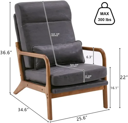 Vista 38 de Modern Accent Chairs for Living Room,Bronzing Cloth Comfy Reading Chair Leisure Armchairs with Pillow,Lounge Single Sofa Vanity Chair for Dark Grey