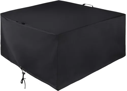 Unicook Funda cuadrada para hoguera de 38 pulgadas, resistente e impermeable, protector para fogata al aire libre con cordón y asas, protección para