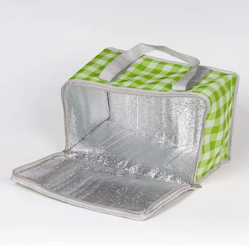 Vista 4 de Bolsa de picnic aislada reutilizable, bolsa de playa con cremallera superior, bolsa aislada para calor o frío, cesta de picnic plegable, picnic