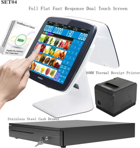 Vista 2 de ZHONGJI Caja registradora inteligente pantalla táctil Win10 PC POS sistema para restaurantes o tienda minorista con software POS, impresora térmica