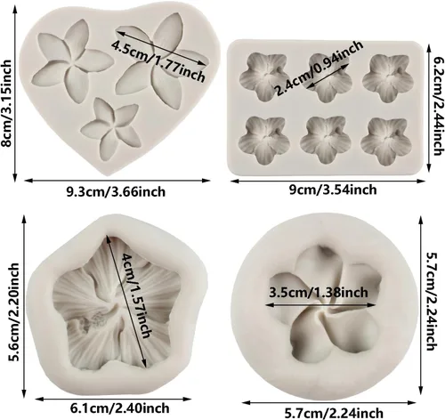 Vista 2 de Plumeria - Moldes de silicona para flores de hibisco, moldes para decoración de pasteles, decoración de cupcakes, caramelo de chocolate, pasta