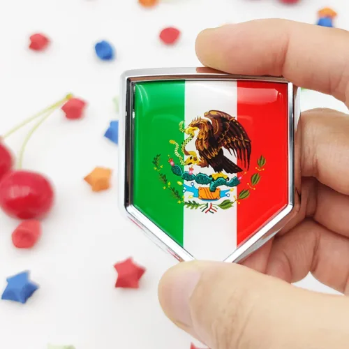 Vista 2 de Overdecor Adhesivos de calcomanía con bandera de México para coche, emblema mexicano para coche, accesorios para coche, decoraciones, escudo