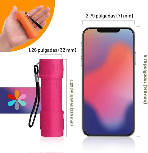 Vista 3 de EverBrite - Linterna de mano de 9 led (6 unidades), colores variados, pilas AAA incluidas; suministros para huracanes campamento, senderismo