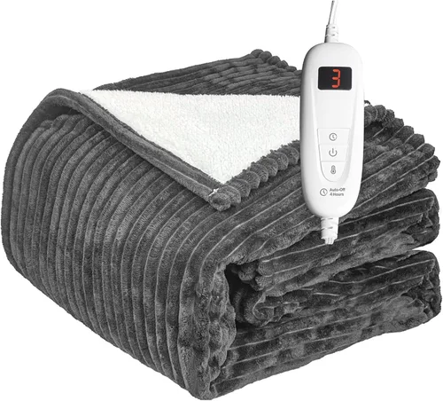 Manta eléctrica Tefici: manta eléctrica térmica de 50 x 60 pulgadas, 6 niveles de calefacción rápida, apagado automático de 1 a 4 horas, de franela