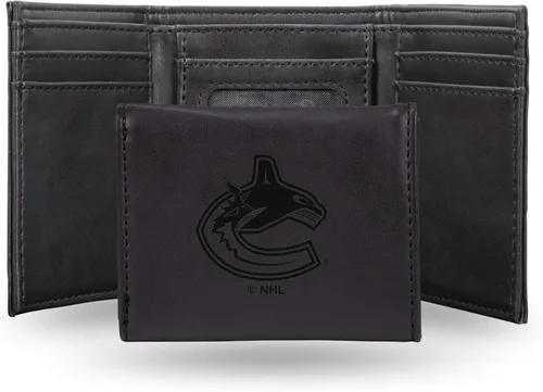 Vista 53 de NHL Rico Industries - Billetera triple grabada con láser y tres pliegues, accesorio para hombre