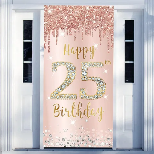 Vista 25 de Decoración de Puerta de Cumpleaños Número 85 para Mujer, Cubierta de Puerta Rosa Oro Rosa Feliz 85 Cumpleaños, Suministros de Fiesta, Cartel