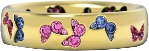 Vista 9 de shiYsRL - Exquisito anillo de amor, joyería para mujer de moda, con mariposas de circonita cúbica incrustada, anillo de boda, el mejor regalo
