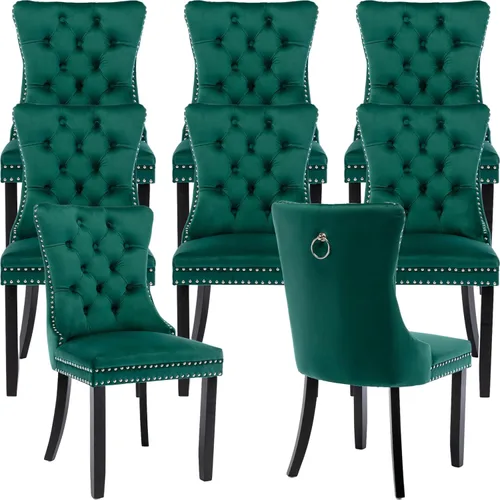 Vista 201 de ODUSE-DAILY - Juego de 2 sillas de cocina y comedor de terciopelo beige, con capitoné, tapizadas en terciopelo, estructura de madera maciza