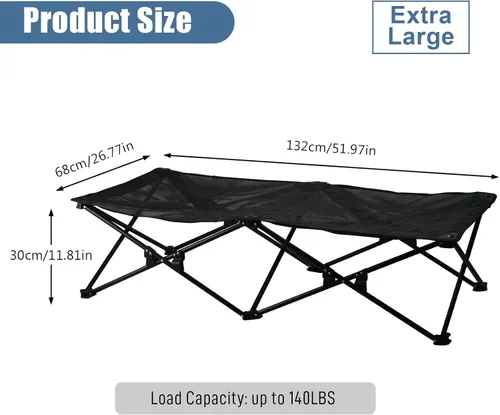 Vista 4 de Cama elevada para mascotas con malla transpirable, cama plegable para perro, cuna elevada para mascotas con bolsa de transporte, catre portátil