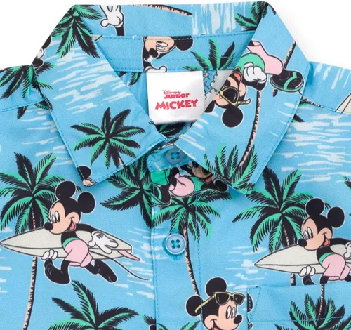 Vista 6 de Disney Camisa hawaiana y pantalones cortos con botones de Mickey Mouse para niños pequeños y grandes