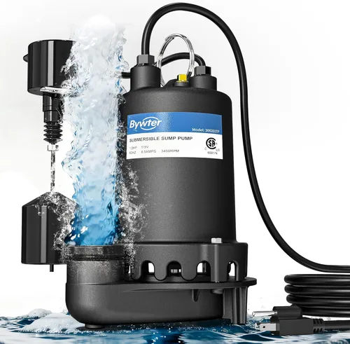 Vista 11 de Bomba de sumidero de 1/2 HP, flujo alto de 4200 GPH, elevación de 26 pies, bomba de aguas residuales de hierro fundido de 115 V con interruptor
