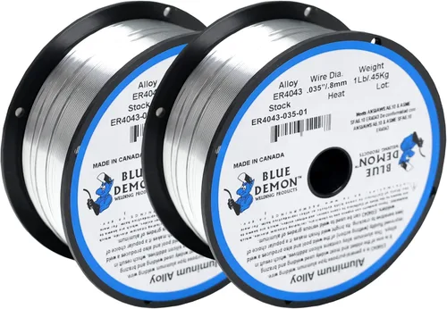 Blue Demon ER4043 x 0.035 x 1 libra x 2 unidades de alambre de soldadura de aluminio de uso general MIGGMAW, todas las posiciones con aditivos de