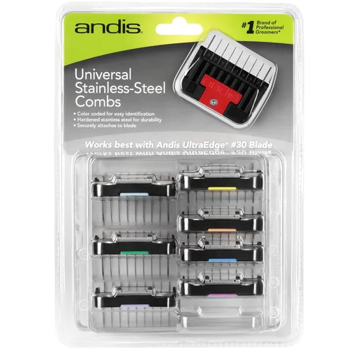 Andis - conjunto de peines levantados piezas de acero inoxidable 8