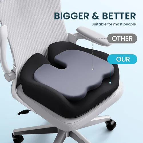 Vista 4 de Benazcap Cojín de asiento de espuma viscoelástica para silla de oficina, cojines ergonómicos para aliviar el dolor de coxis, ciática y respaldo