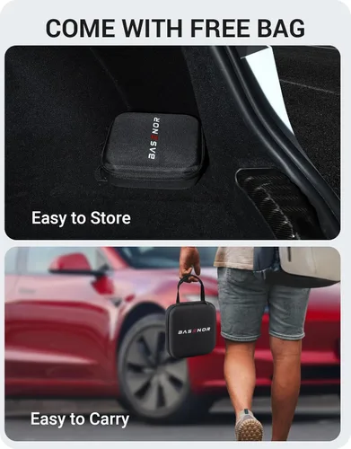 Vista 8 de BASENOR Almohadilla de gato elevador para Tesla Model Y(Juniper) 2013-2026/3/S/X, discos de gato con estuche de almacenamiento, gatos elevadores