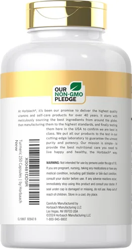 Vista 3 de Doctor's Way Suplemento de curcumina de cúrcuma 250 cápsulas con extracto de pimienta negra 95% curcuminoides Complejo sin OMG, sin gluten