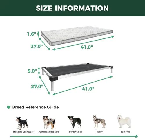 Vista 6 de FXW TitanNest - Cama elevada para perros a prueba de masticación, cuna elevada para uso en interiores, exteriores y campamentos, cama refrescante