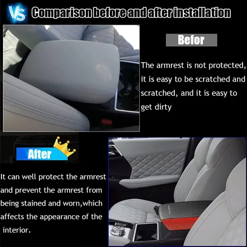 Vista 3 de Kakash Accesorios interiores personalizados para Mitsubishi Outlander 2022 2023 Outlander PHEV 2023 2024, cubierta de cuero para consola central